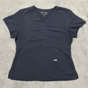 Grey's Anatomy Scrub Womens XL Gray By Barco Active Medical Top